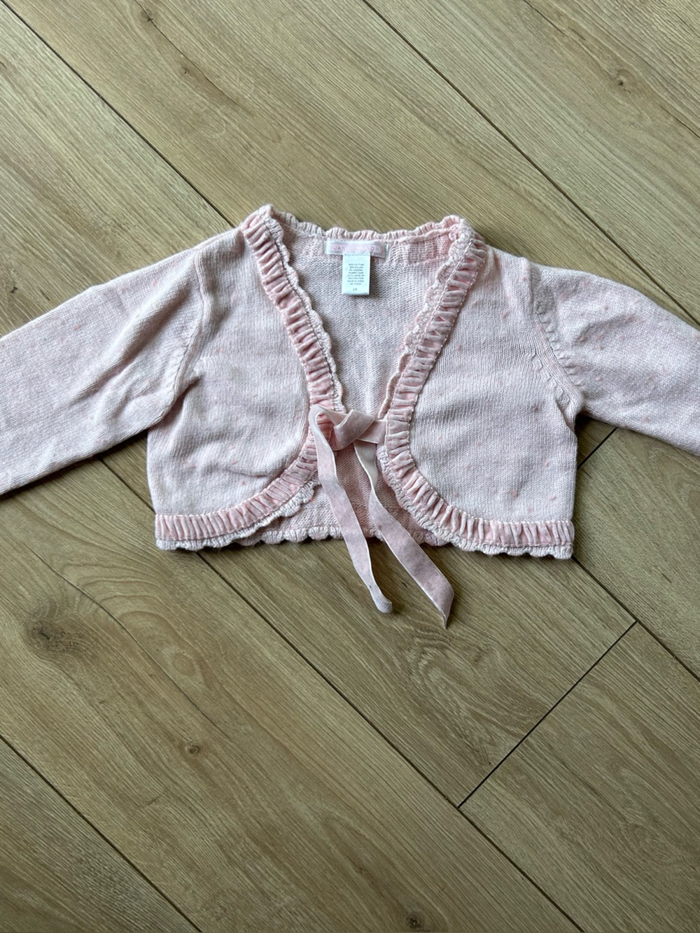 Janie and Jack Light Pink Ruffle Tie-Front Cardigan